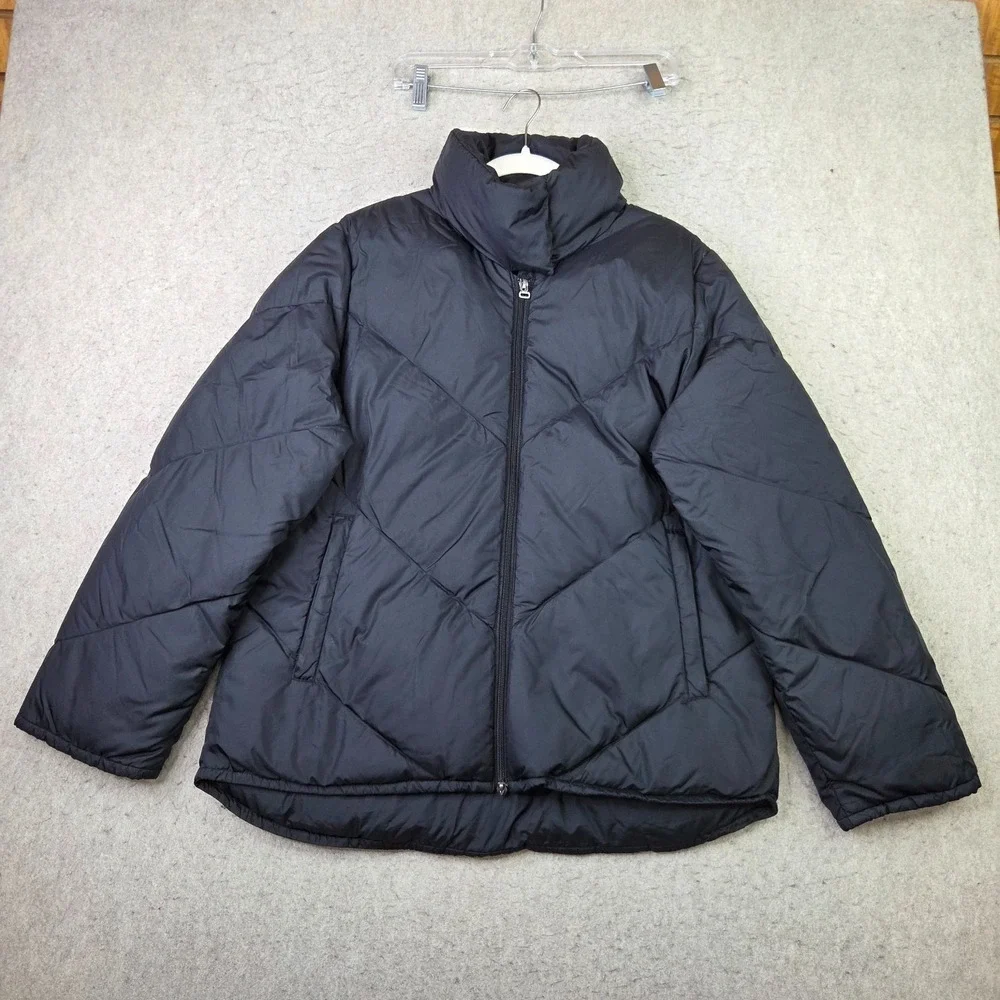 Banana Republic Puffer Jacket Mens XL Black Excellent Down Filled Quilted Zip